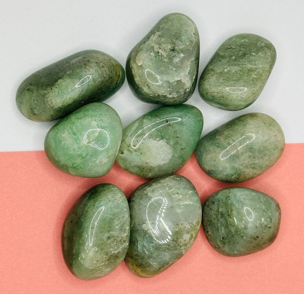 AVENTURIN GRØNN TROMLET, Str: 10-14 gr - 2-3 cm