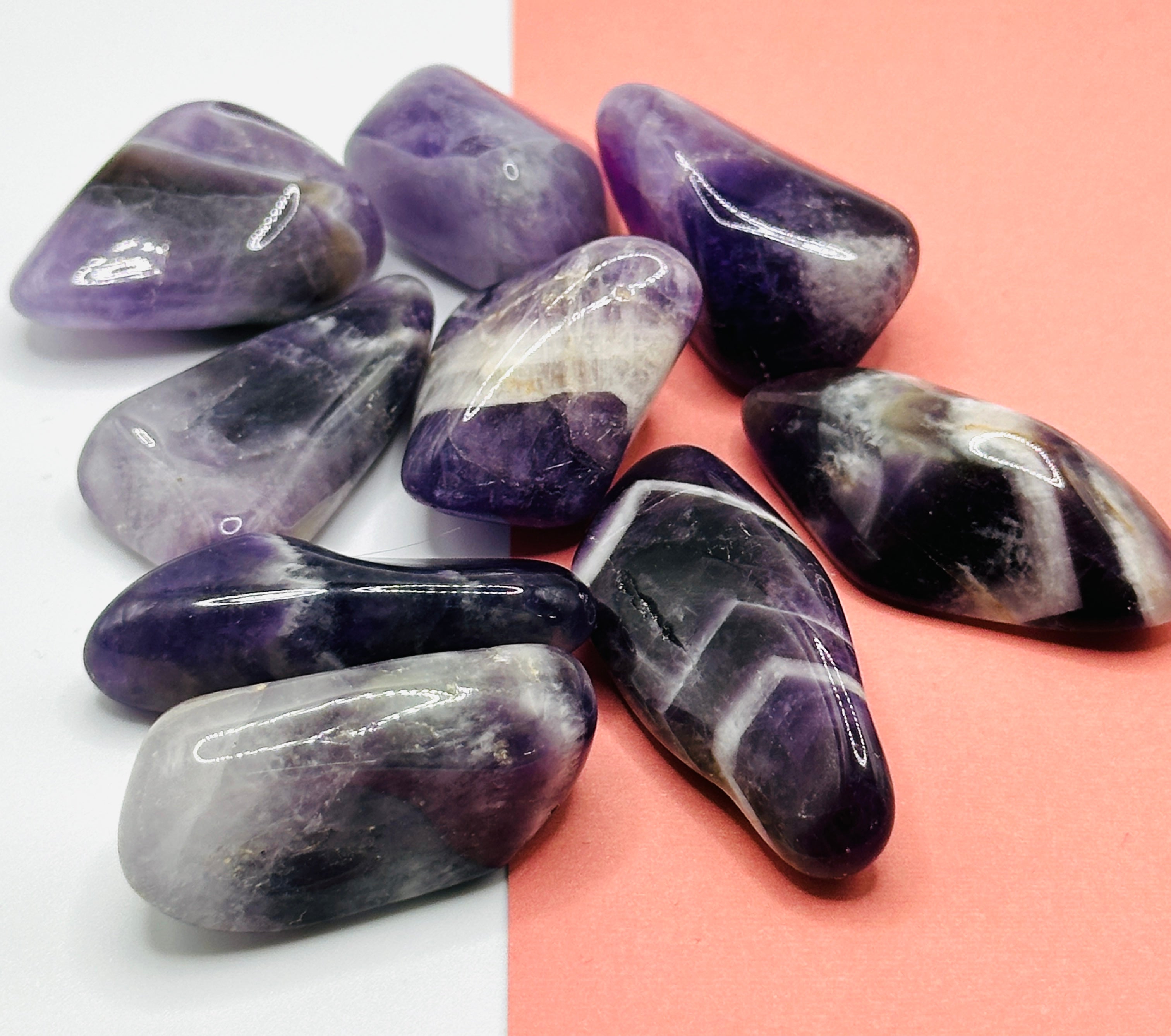 AMETYST BÅNDET TROMLET - "ro, balanse, klarhet, økt intuisjon og åndelig innsikt"