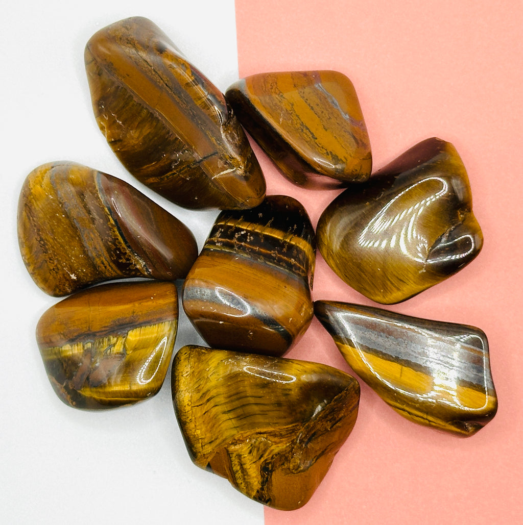 TIGERØYE TROMLET, Str 10-16 gr - 2-4 cm