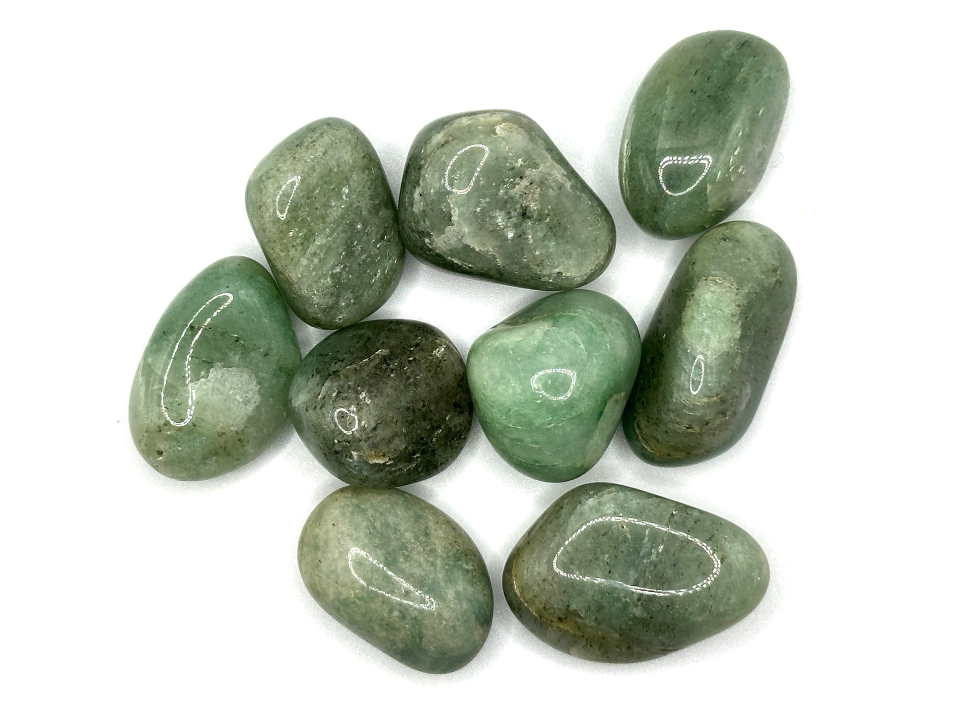 AVENTURIN GRØNN TROMLET, Str: 10-14 gr - 2-3 cm