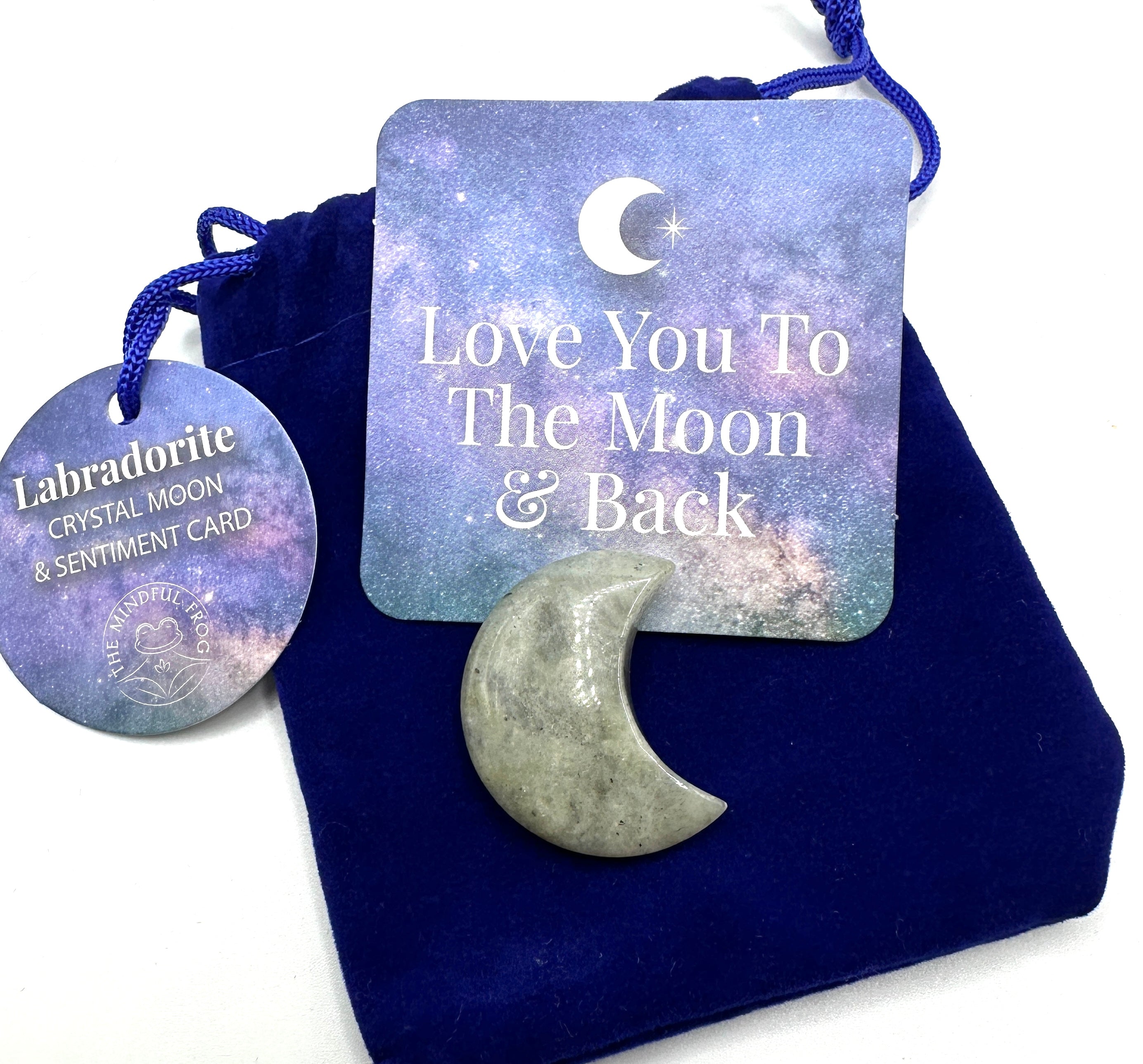 LABRADORITT - halvmåneformet - "beskytter mot negative energier, øker intuisjon og åndelig visdom"