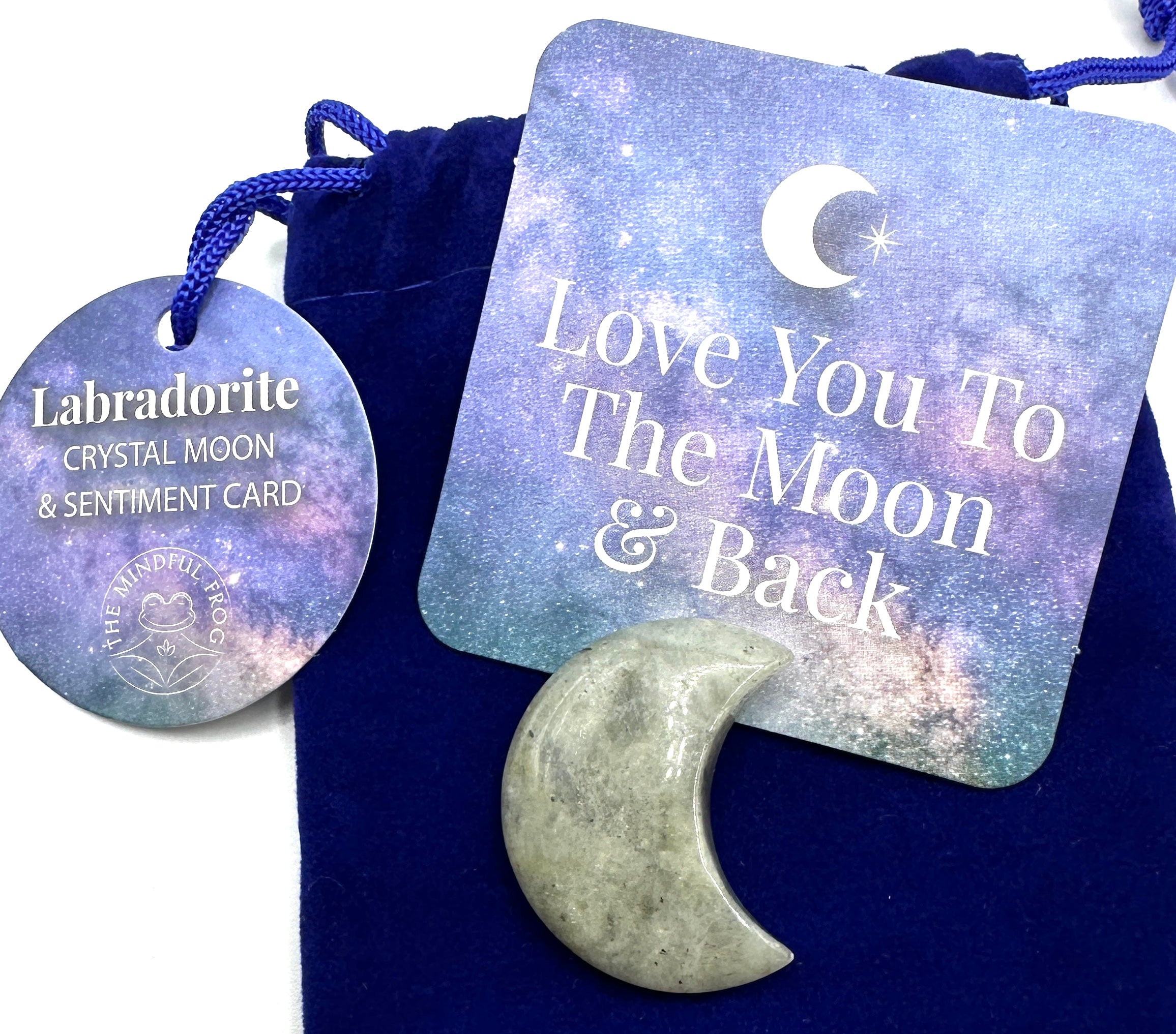 LABRADORITT - halvmåneformet - "beskytter mot negative energier, øker intuisjon og åndelig visdom"