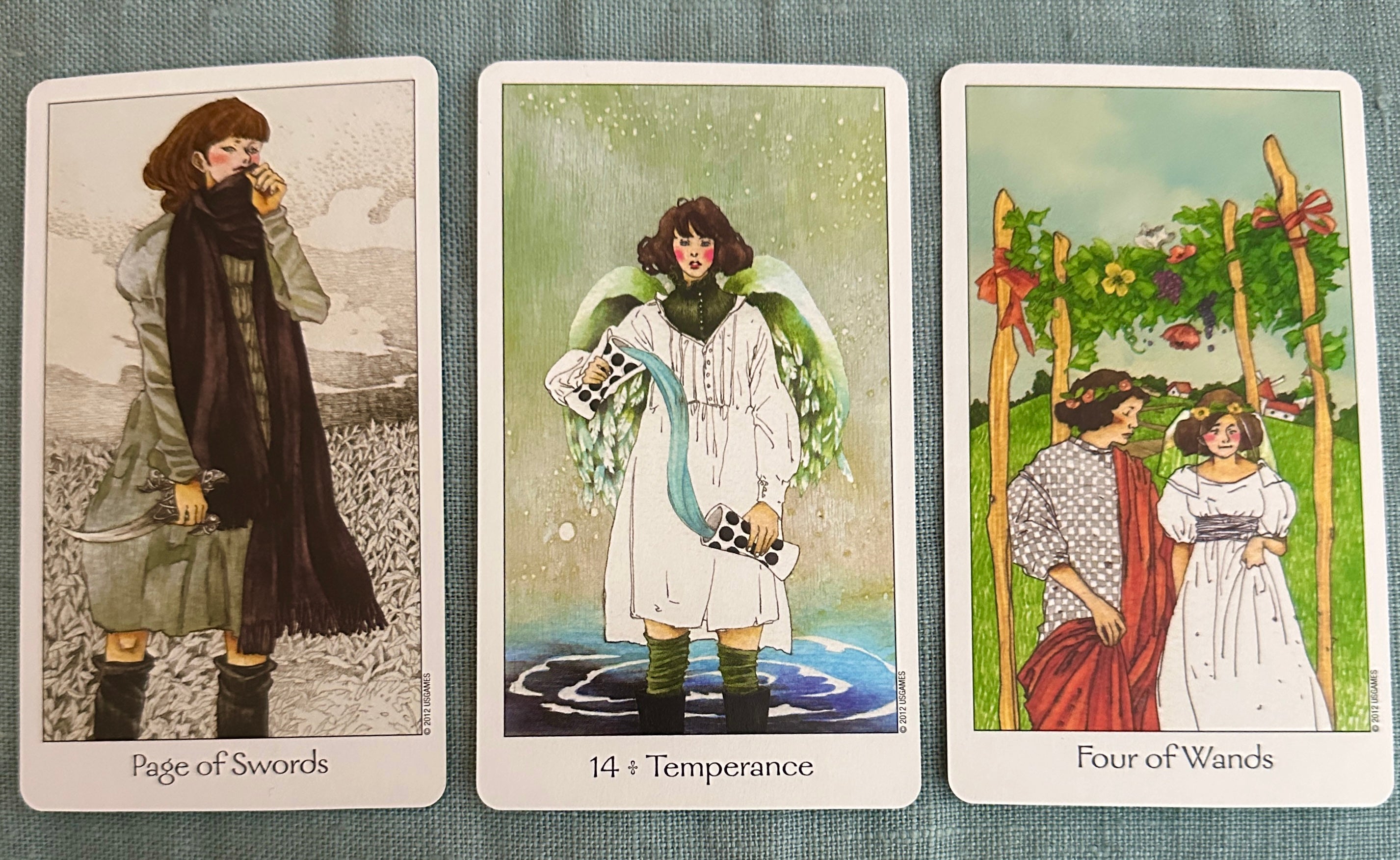KLARHETER: Page of Swords, Temperance, Four of Wands