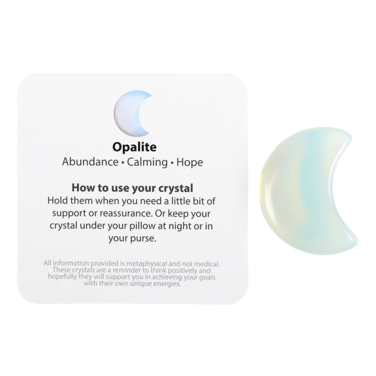 OPALITT - Halvmåneformet - "hjelpe overganger i livet, fremme ro, bedre kommunikasjon"