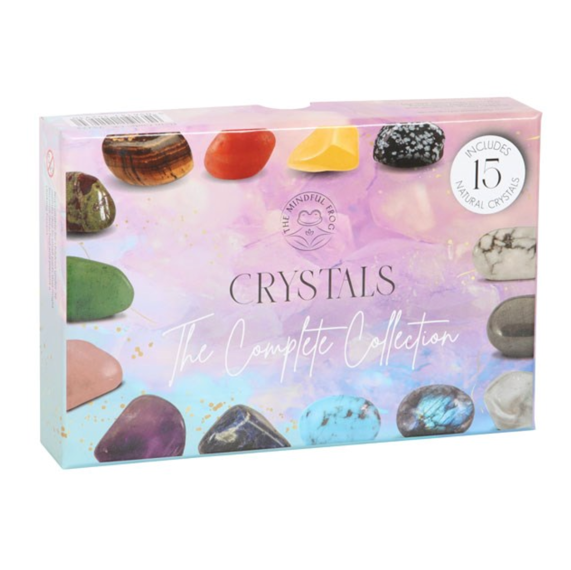 Krystall Startsett – 15 tromlede Steiner med Guidebok