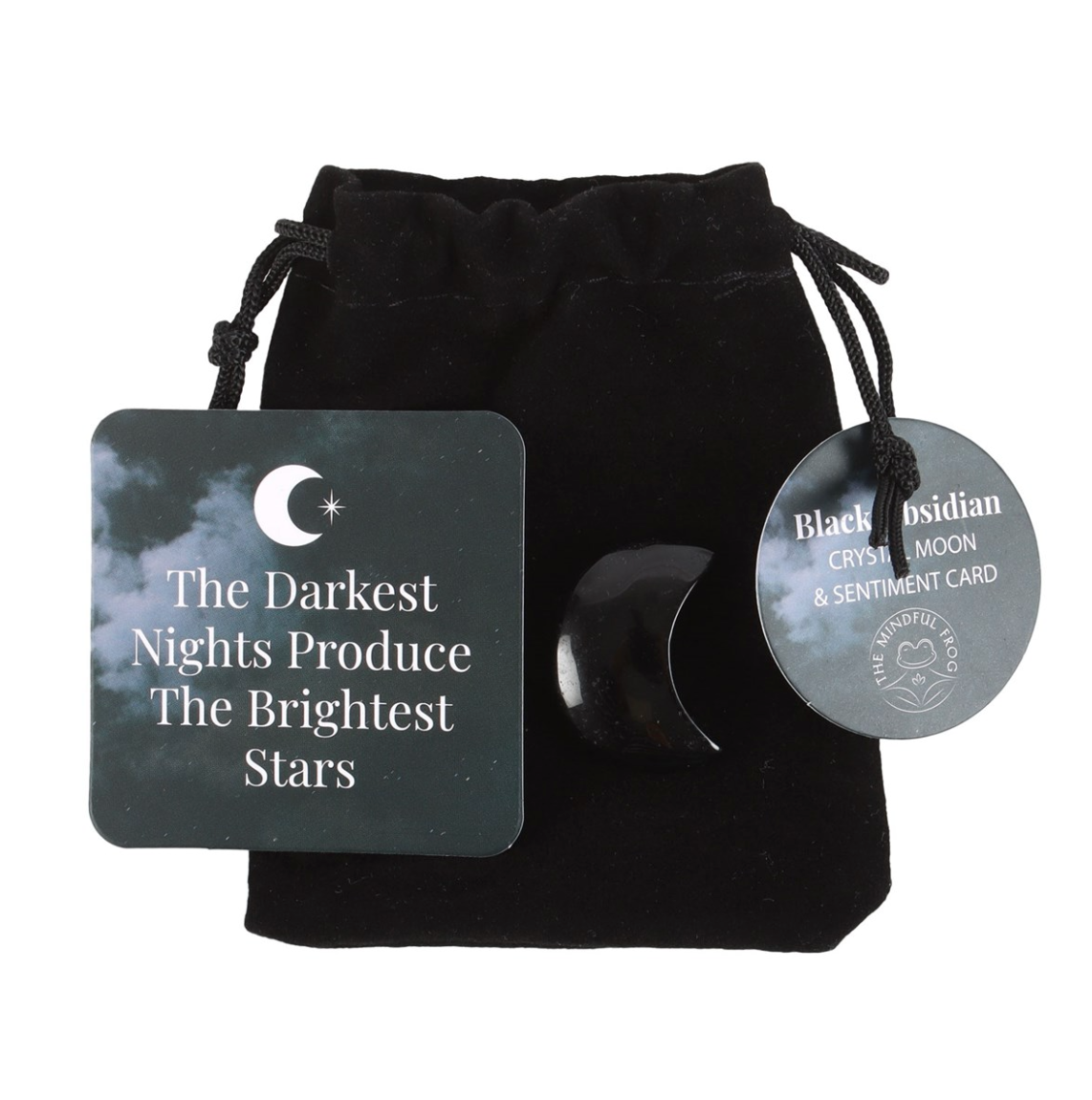 SORT OBSIDIAN - halvmåneformet - "beskytter, renser, fremmer sannhet og innsikt"