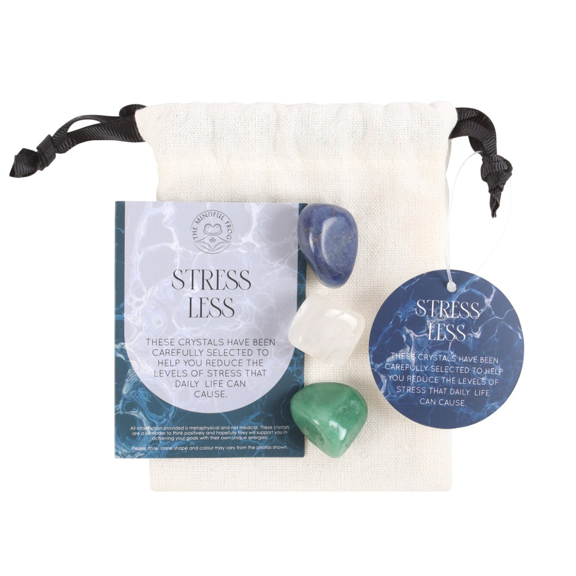 Krystaller for Stress Less - Gavesett med Sodalitt, Bergkrystall og Grønn Aventurin