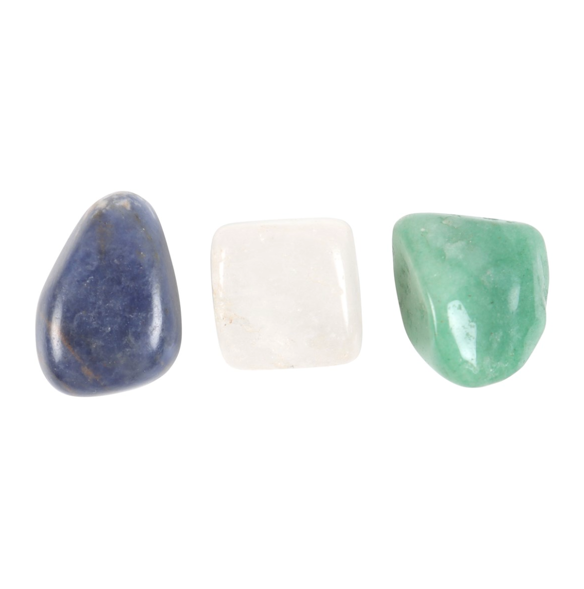 Krystaller for Stress Less - Gavesett med Sodalitt, Bergkrystall og Grønn Aventurin
