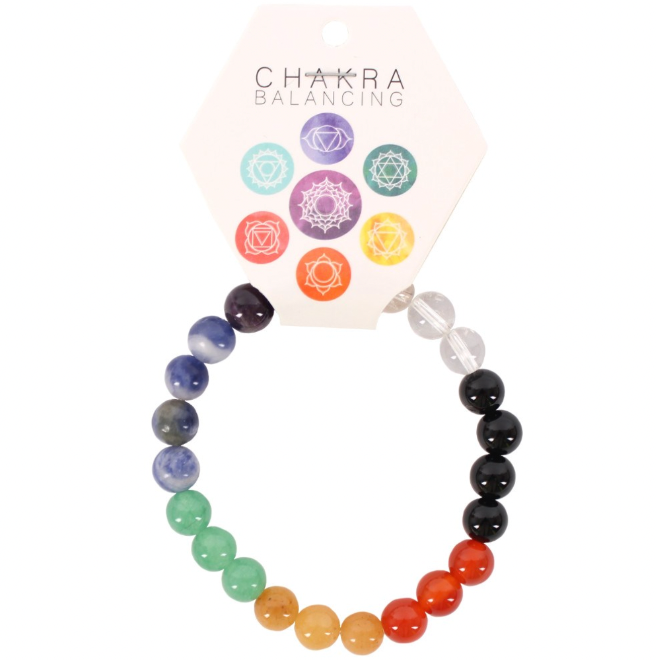 Chakra armbånd med fargede krystaller